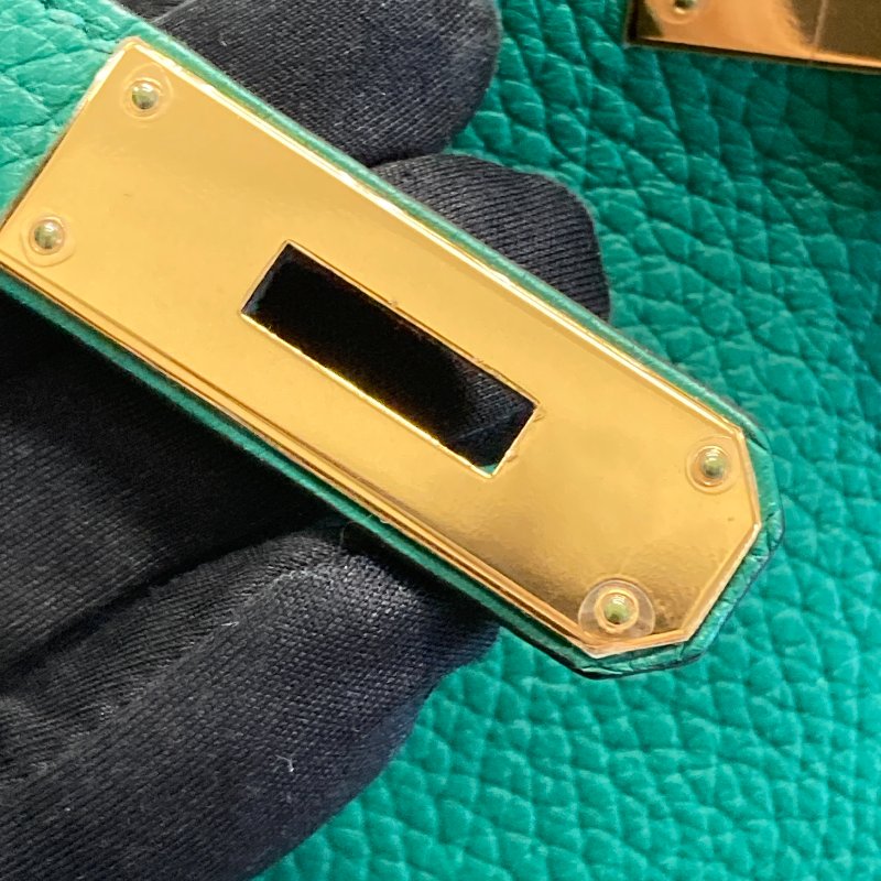 HERMES 愛馬仕 KELLY 28 C刻 皮革 手提包 絲絨綠 金釦-17