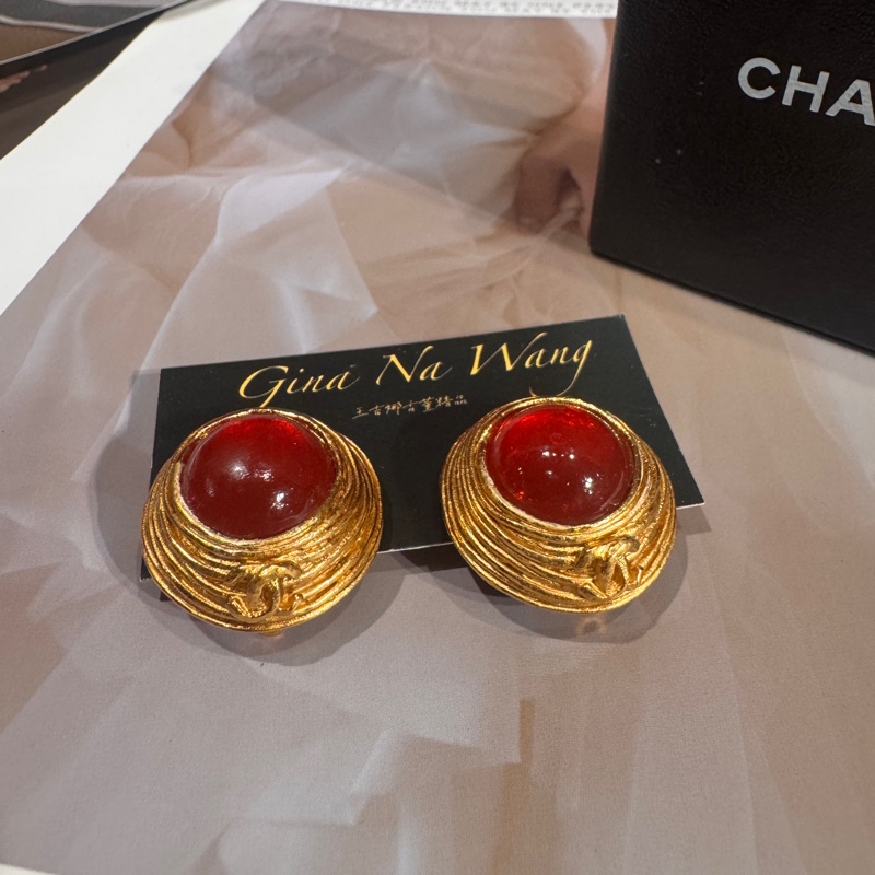 Chanel vintage 琉璃耳夾/王吉娜古董精品-0
