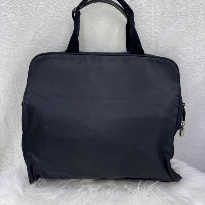 Prada 黑色尼龍手提包公事包鎖頭-4