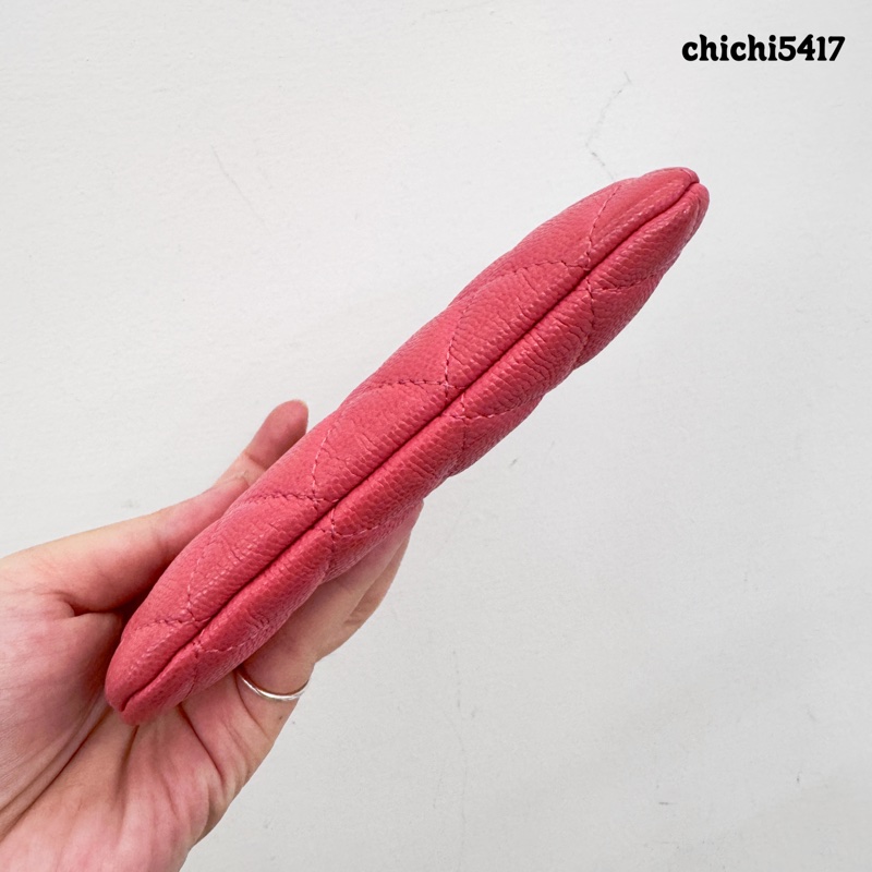 Chanel 玫瑰粉荔枝皮零錢包-2