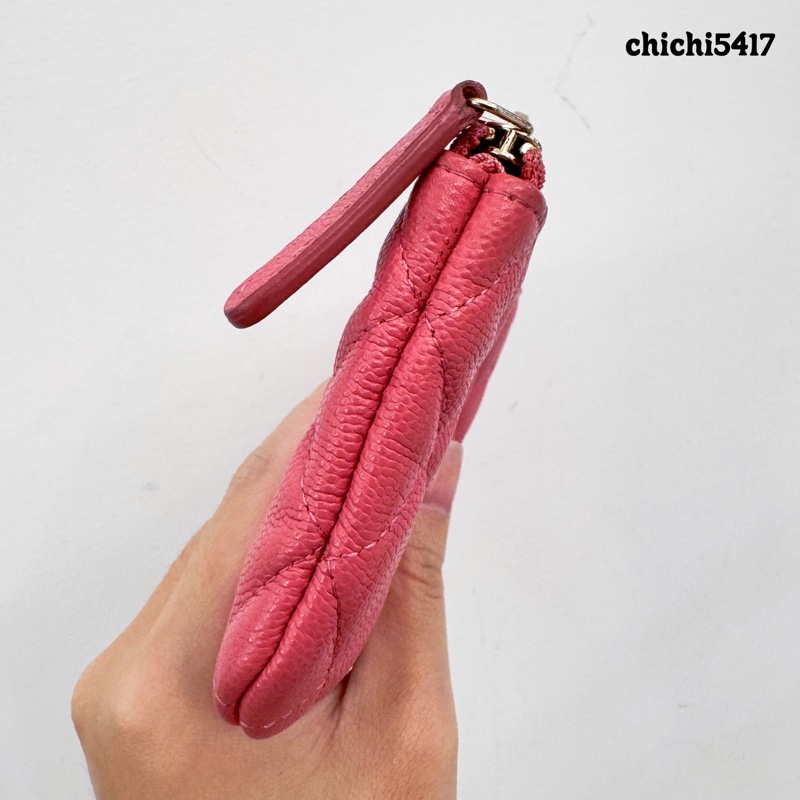 Chanel 玫瑰粉荔枝皮零錢包-4