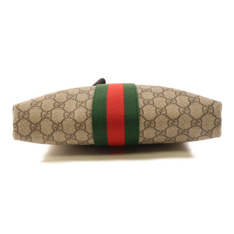 GUCCI 塗層帆布GG Supreme銀扣肩背袋-3
