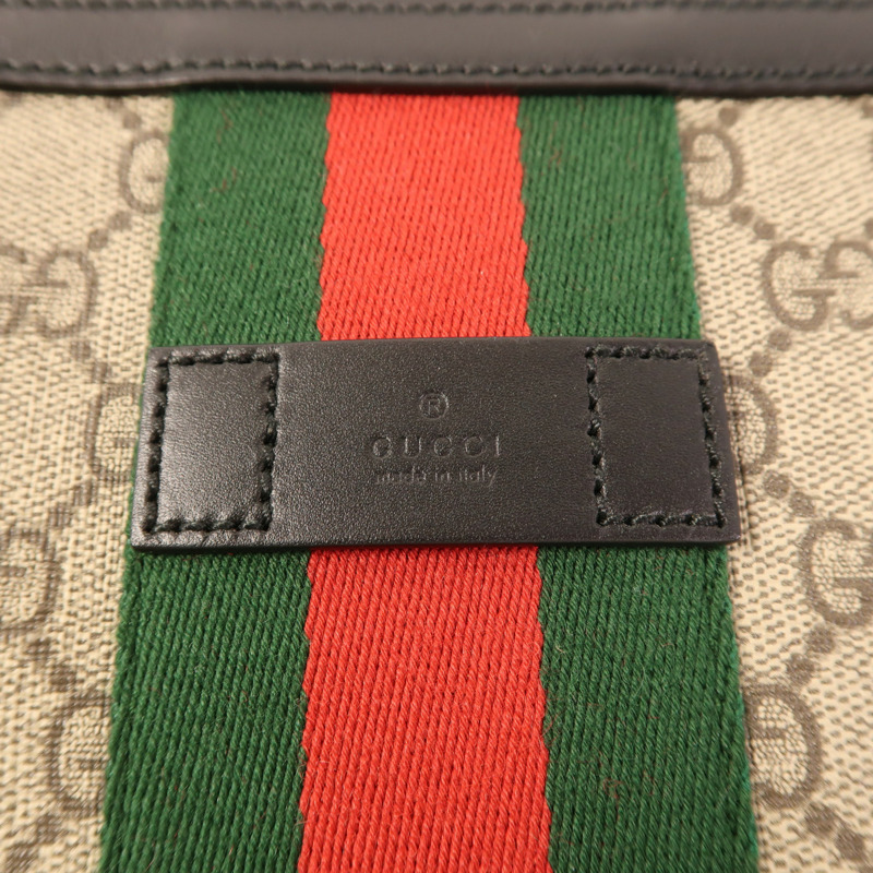GUCCI 塗層帆布GG Supreme銀扣肩背袋-8