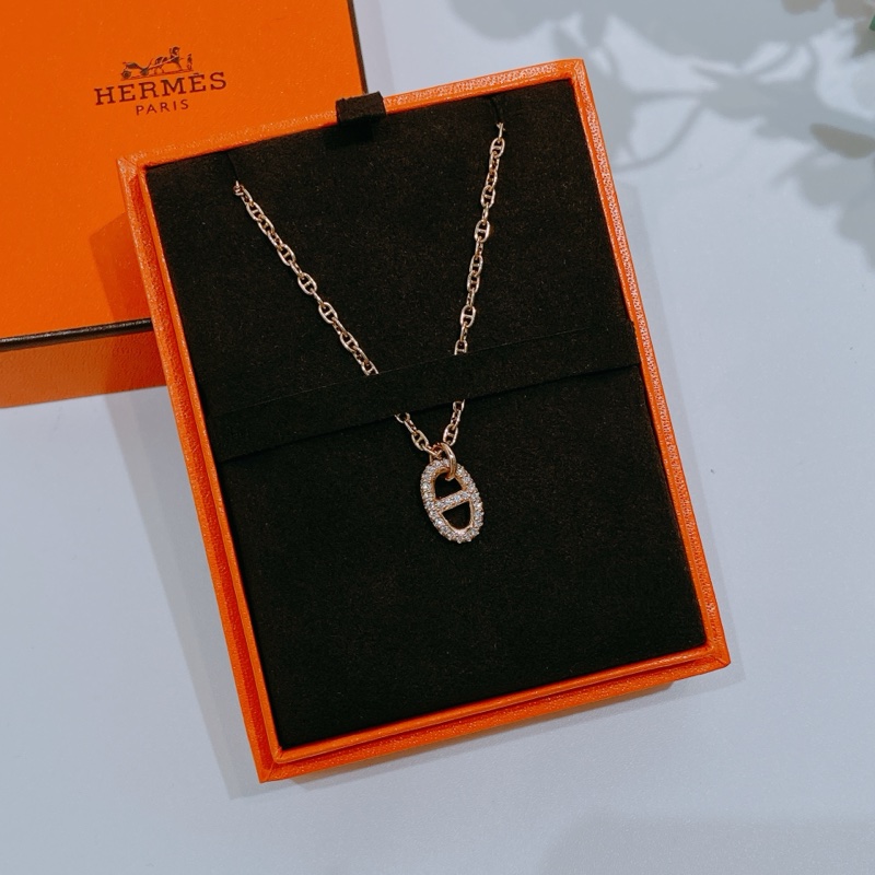 Tw4377 Hermes 愛馬仕頸鏈Frandole Pendant 0.45 ct 48 Diamond 18k Necklace Rose Gold-1