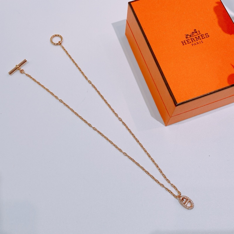 Tw4377 Hermes 愛馬仕頸鏈Frandole Pendant 0.45 ct 48 Diamond 18k Necklace Rose Gold-5