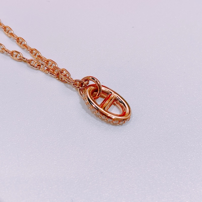 Tw4377 Hermes 愛馬仕頸鏈Frandole Pendant 0.45 ct 48 Diamond 18k Necklace Rose Gold-7