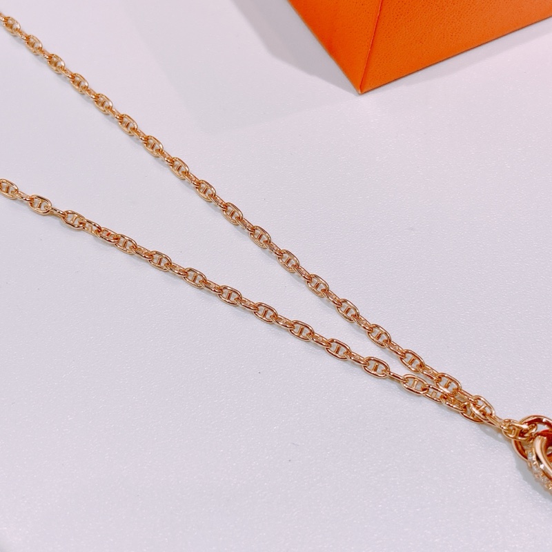 Tw4377 Hermes 愛馬仕頸鏈Frandole Pendant 0.45 ct 48 Diamond 18k Necklace Rose Gold-8