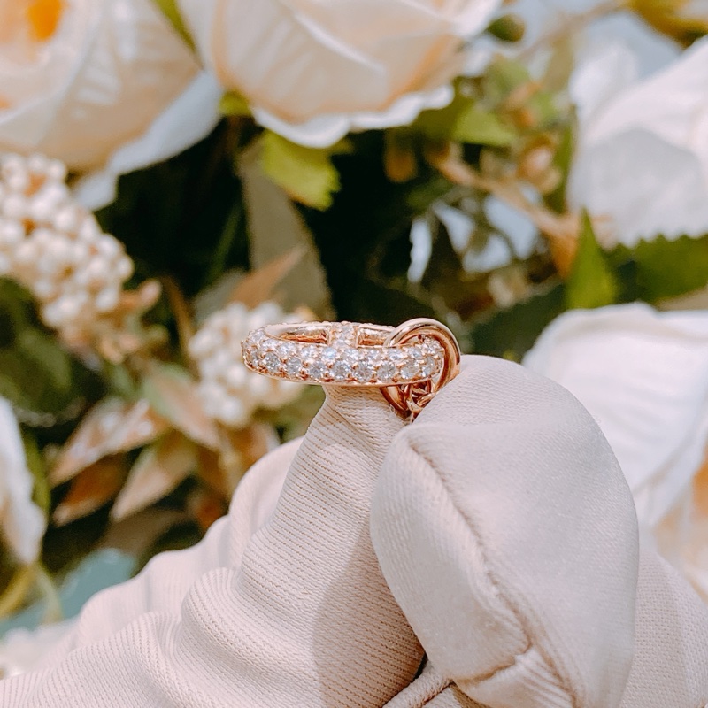 Tw4377 Hermes 愛馬仕頸鏈Frandole Pendant 0.45 ct 48 Diamond 18k Necklace Rose Gold-13