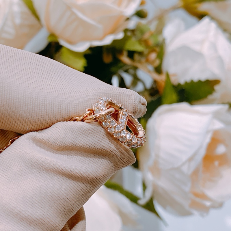 Tw4377 Hermes 愛馬仕頸鏈Frandole Pendant 0.45 ct 48 Diamond 18k Necklace Rose Gold-14