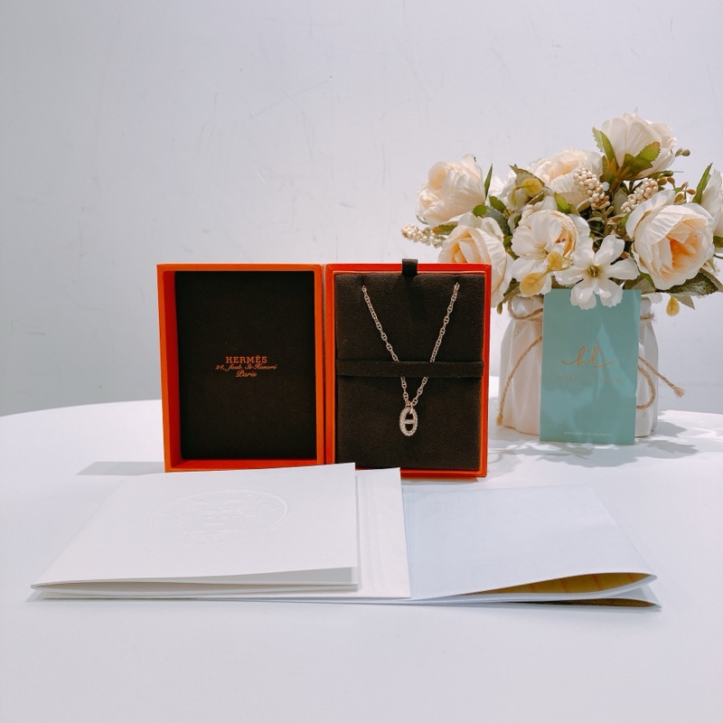 Tw4377 Hermes 愛馬仕頸鏈Frandole Pendant 0.45 ct 48 Diamond 18k Necklace Rose Gold-16