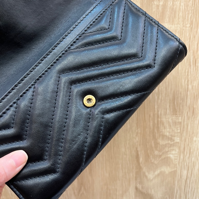 Gucci 黑牛皮山形文下蓋12卡長夾-16