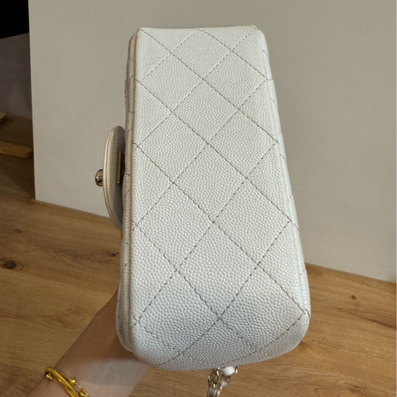 CHANEL 香奈兒 白色 17 方胖子 CF 鍊條包 斜背包 側背包 肩背包-6