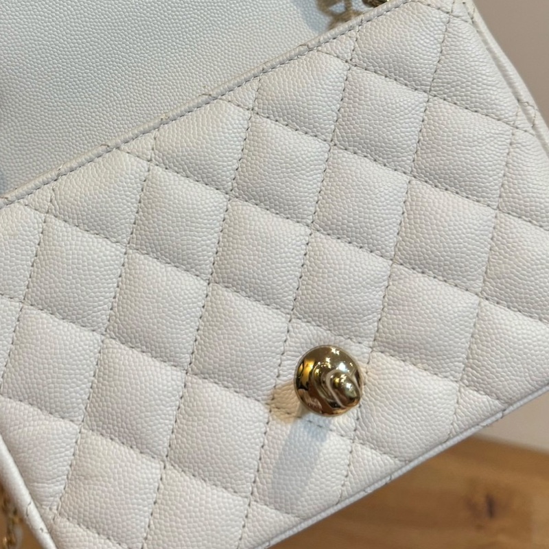CHANEL 香奈兒 白色 17 方胖子 CF 鍊條包 斜背包 側背包 肩背包-15