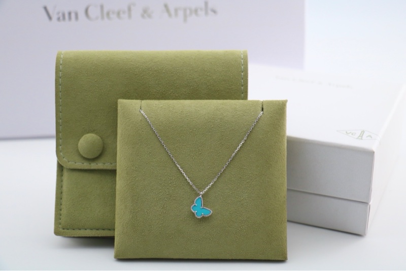 vca 梵克雅寶 白金 綠松石 蝴蝶 項鍊 有盒子 無保卡-1