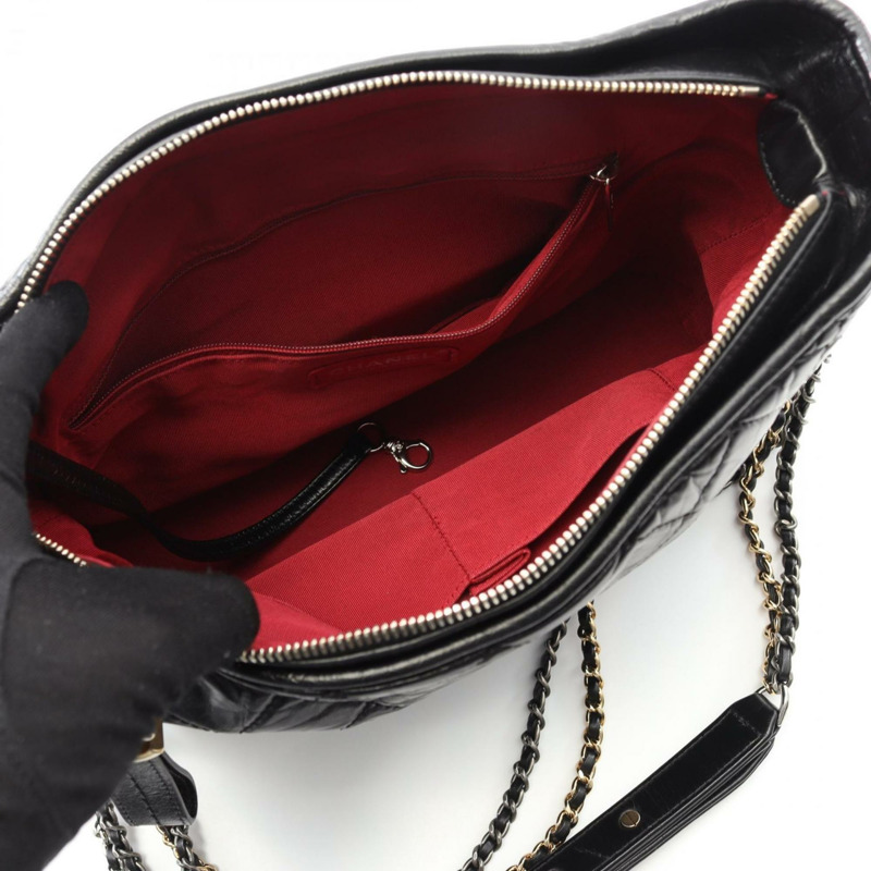 CHANEL Gabrielle de Chanel 大號 Hobo 單肩包,皮革,女款,黑色,A93824-2