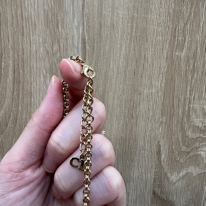 Dior 金色金屬CD Logo 4點鑽項鍊-4