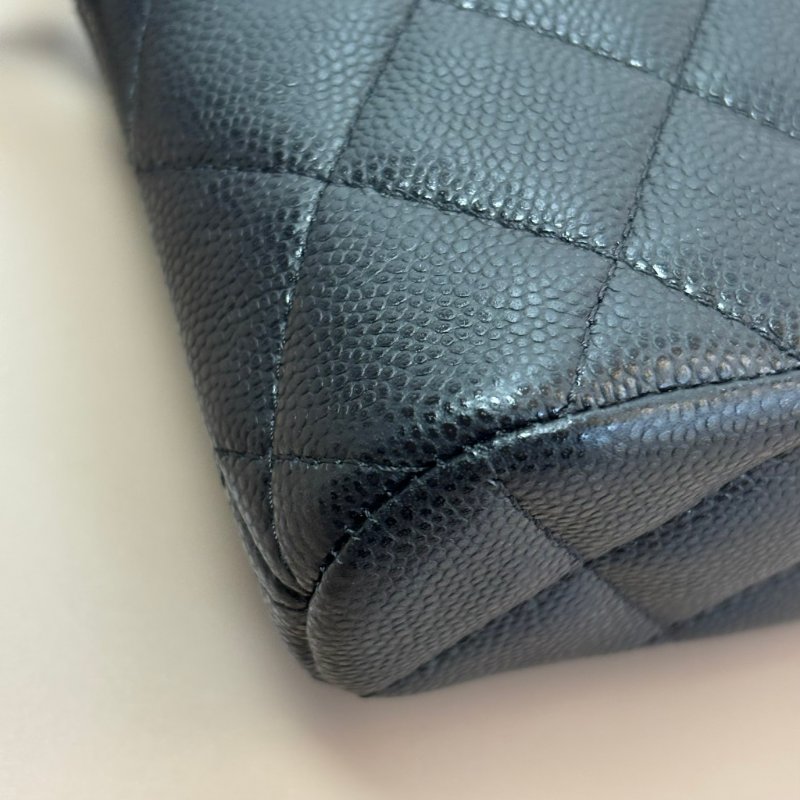 ::CHANEL:: AP4000黑色菱格紋牛皮淡金雙C MINI貝殼金鏈斜背包-11