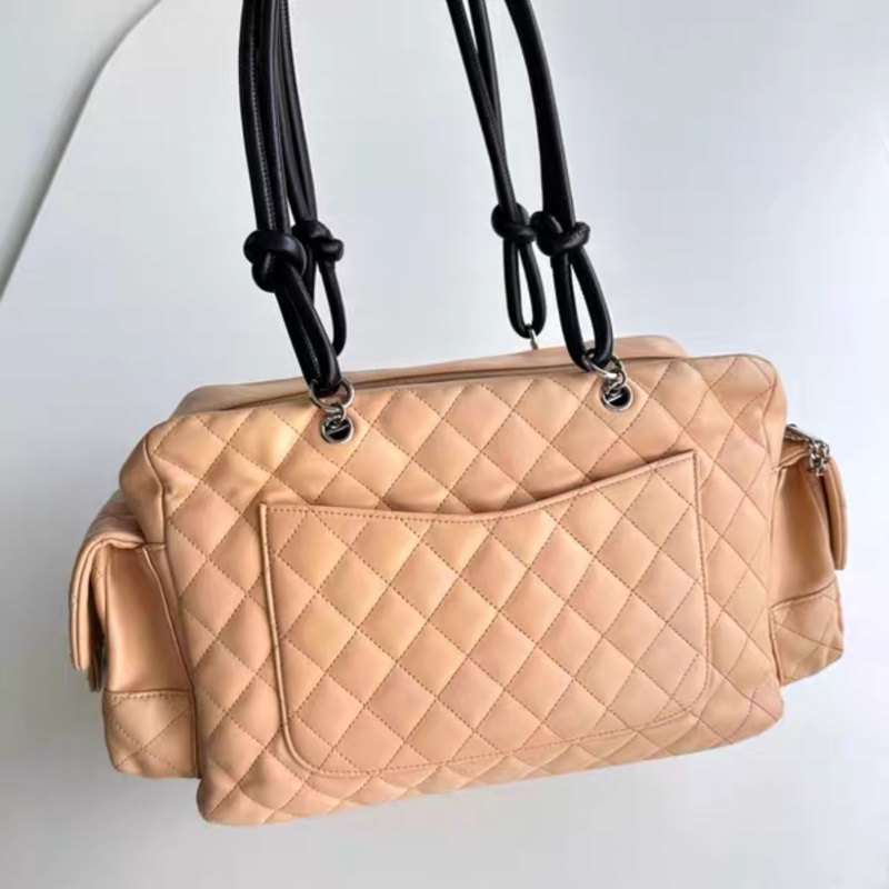 Chanel香奈兒康鵬奶茶色機車單肩包-1