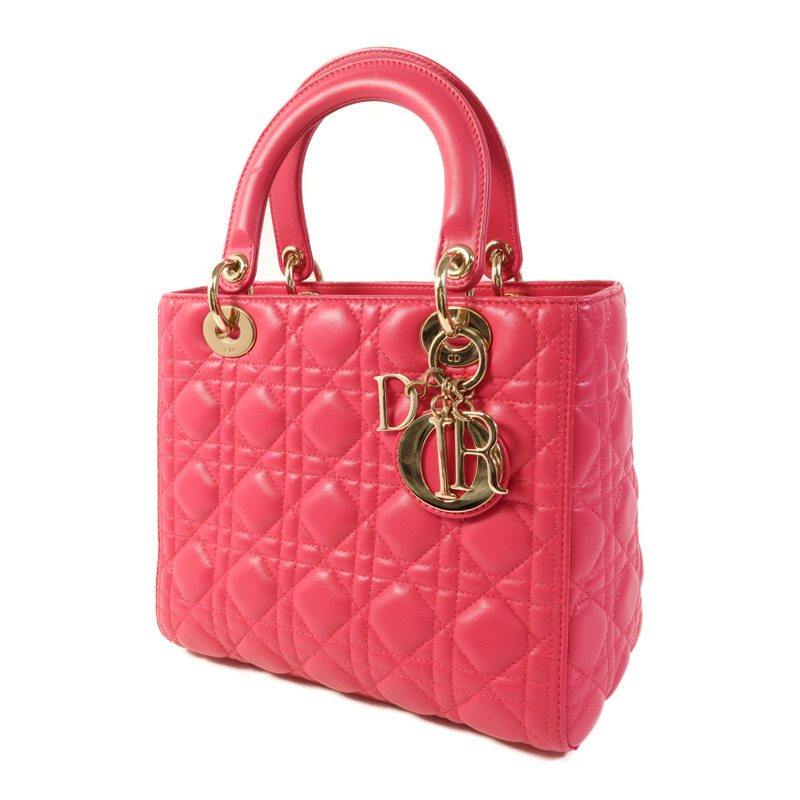 Dior 羊皮皮革Lady Dior金扣手挽肩背兩用袋-2