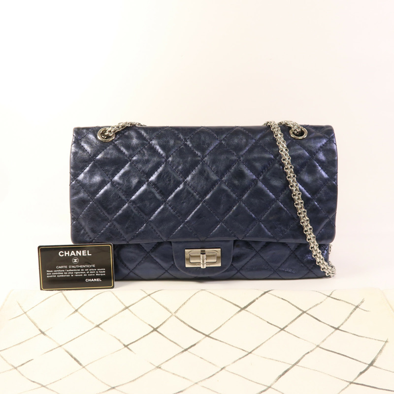 CHANEL 牛皮皮革2.55銀扣鏈帶肩背袋-21
