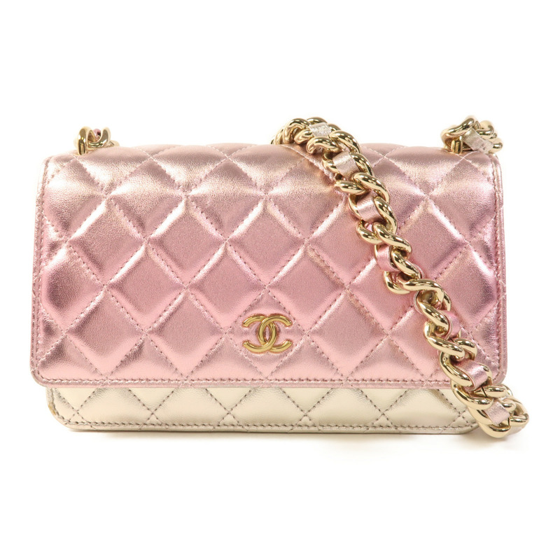 CHANEL 羊皮皮革Wallet on Chain金扣鏈帶肩背袋-0