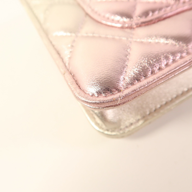 CHANEL 羊皮皮革Wallet on Chain金扣鏈帶肩背袋-13