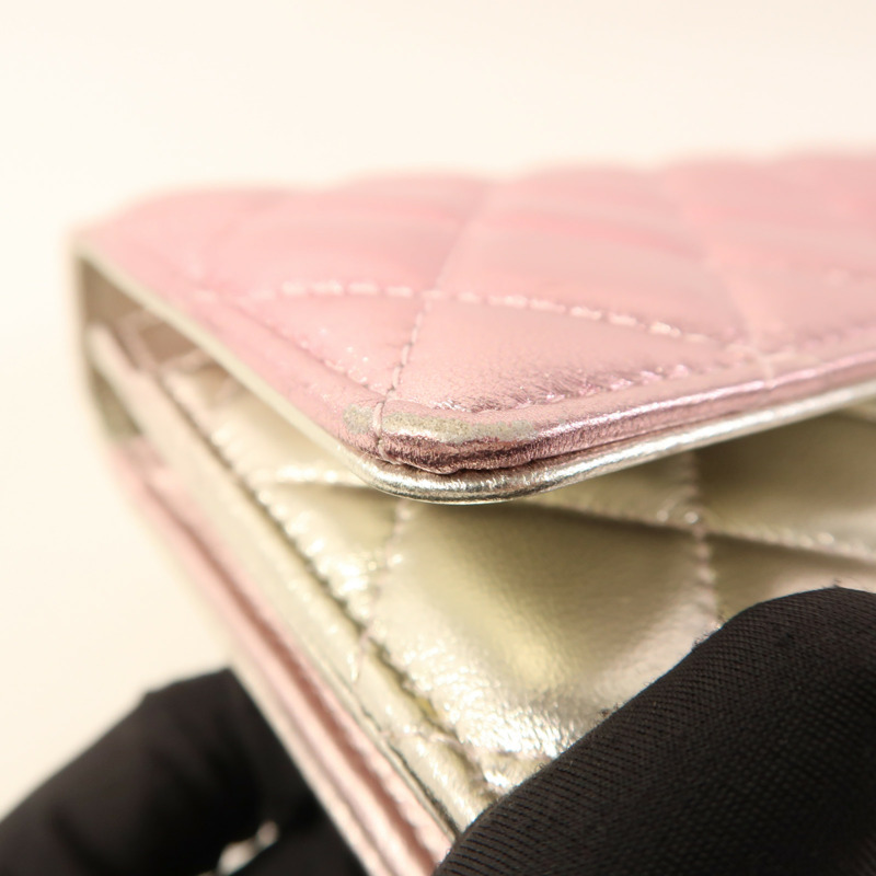 CHANEL 羊皮皮革Wallet on Chain金扣鏈帶肩背袋-15