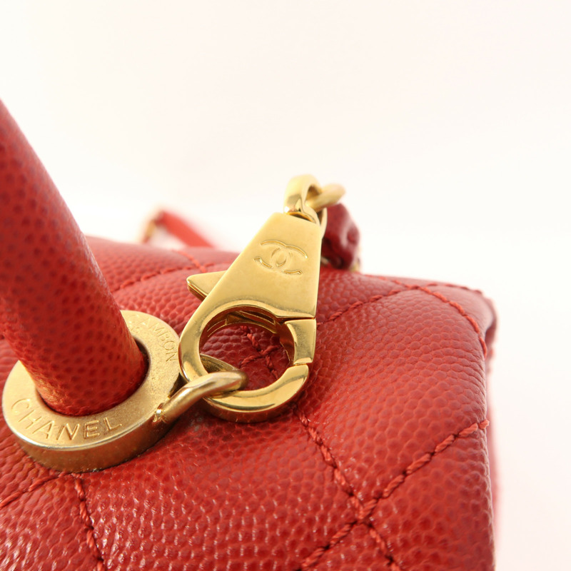CHANEL 牛皮皮革Coco Handle Medium金扣手挽肩背兩用袋-11