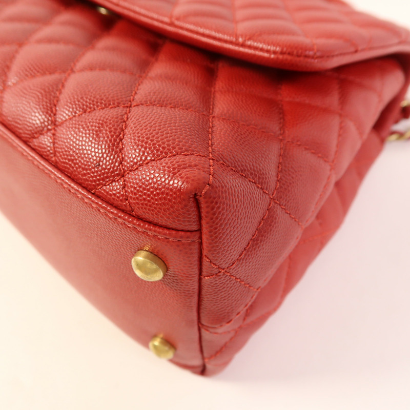 CHANEL 牛皮皮革Coco Handle Medium金扣手挽肩背兩用袋-12