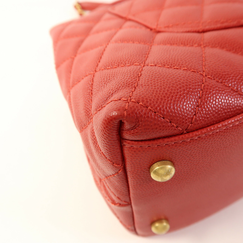 CHANEL 牛皮皮革Coco Handle Medium金扣手挽肩背兩用袋-15