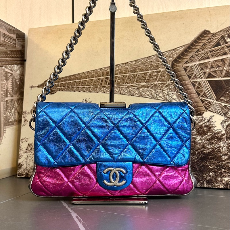 🩵Chanel flag bag 全皮 彩虹袋 肩背袋 party bag-1