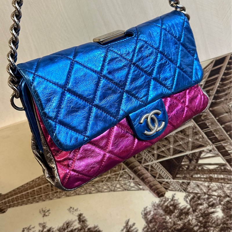 🩵Chanel flag bag 全皮 彩虹袋 肩背袋 party bag-2