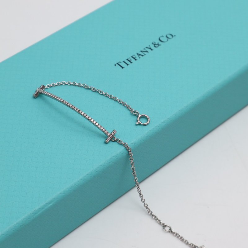 Tiffany&Co Smile18K白金手鍊 - 小號0.12 carat-2