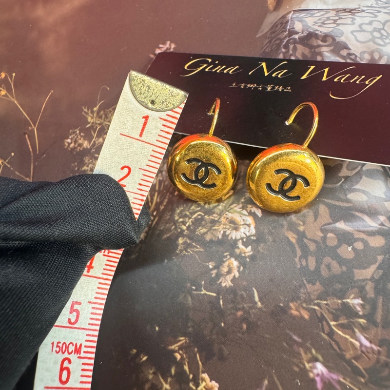 Chanel vintage 原黑logo耳環/古董藏家收藏/王吉娜古董精品-3
