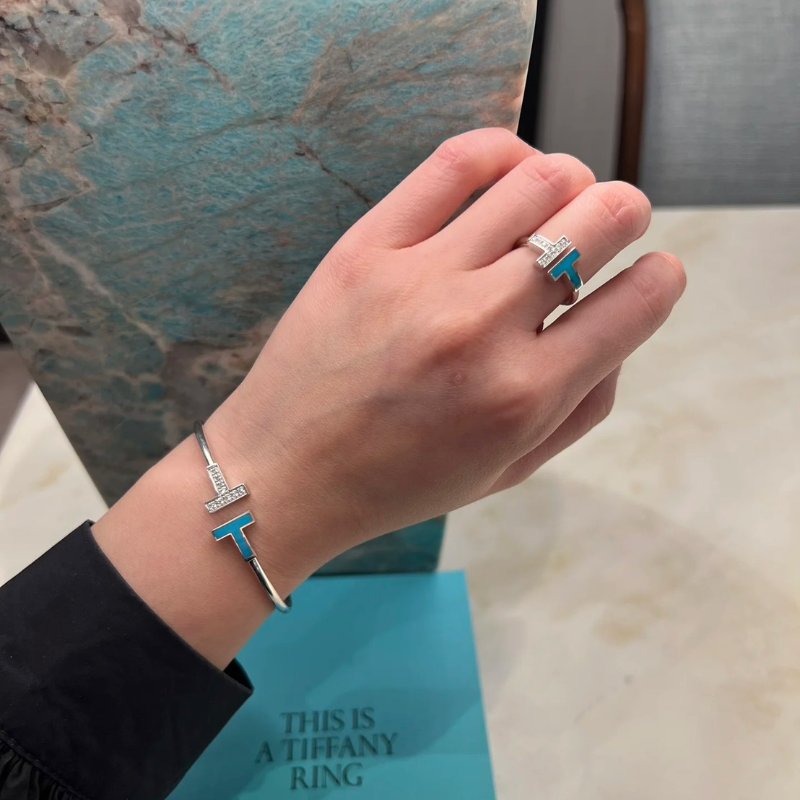 Tiffany&Co Wire 鑽石及綠松石線圈戒指 - 0.07carat-8