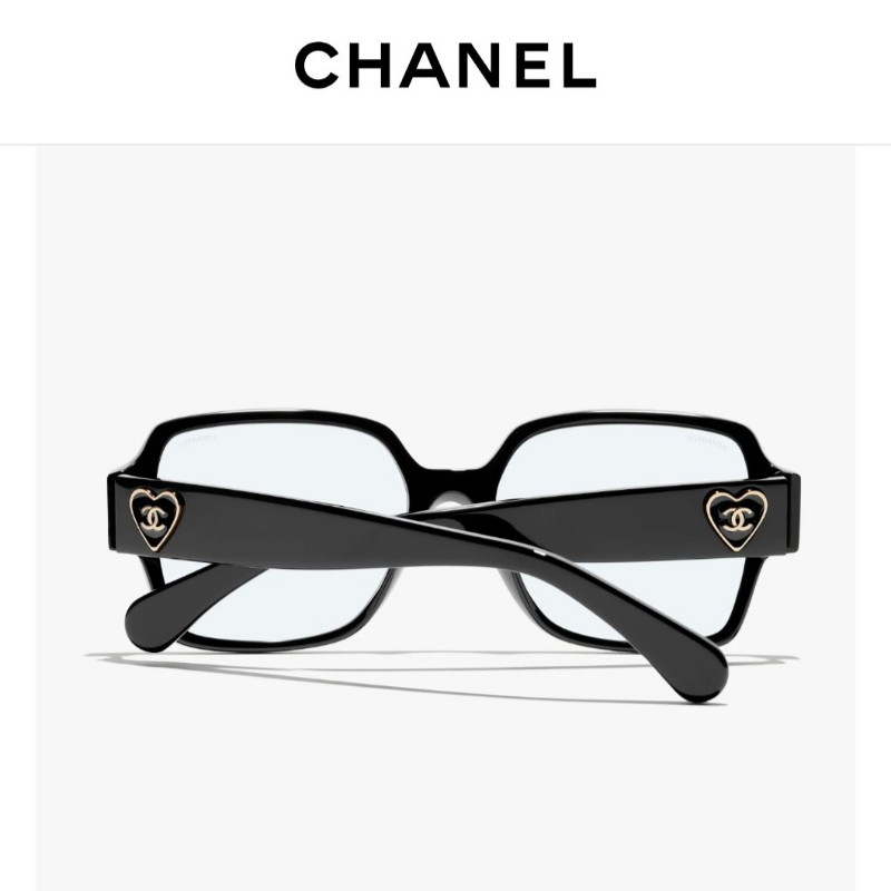Chanel 光學眼鏡 黑框 粗鏡腳 愛心LOGO-4