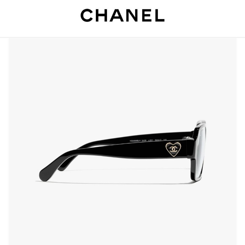 Chanel 光學眼鏡 黑框 粗鏡腳 愛心LOGO-13