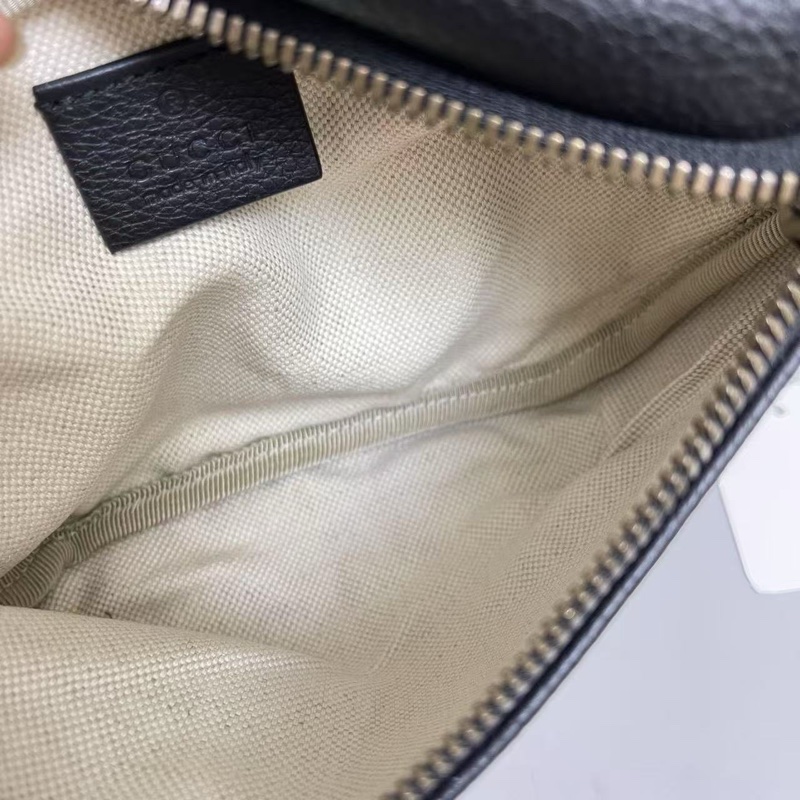 Gucci古馳 Print小號黑色牛皮荔枝紋腰包胸包-8