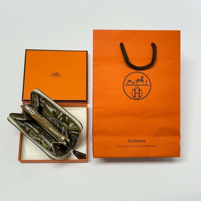 （極新全配💝） Hermes 愛馬仕 絲巾短夾 專櫃77000！-0