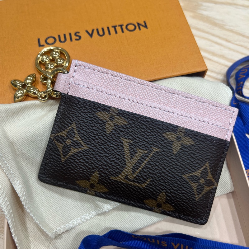 LOUIS VUITTON Monogram Charms Card Holder金扣卡片套 啡色/粉紅色-6