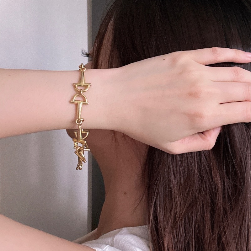 中古罕有 Celine 手鍊 鍍金屬 馬銜扣手鍊-2