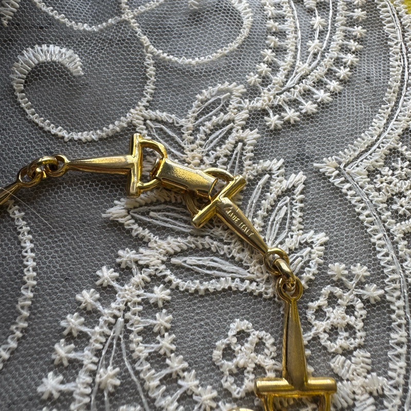 中古罕有 Celine 手鍊 鍍金屬 馬銜扣手鍊-5