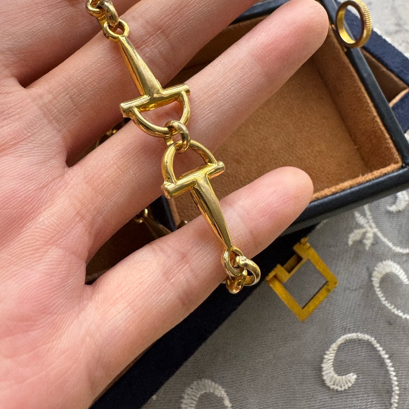 中古罕有 Celine 手鍊 鍍金屬 馬銜扣手鍊-8