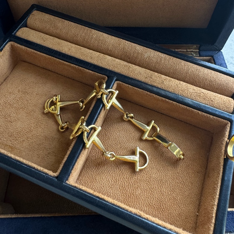 中古罕有 Celine 手鍊 鍍金屬 馬銜扣手鍊-13