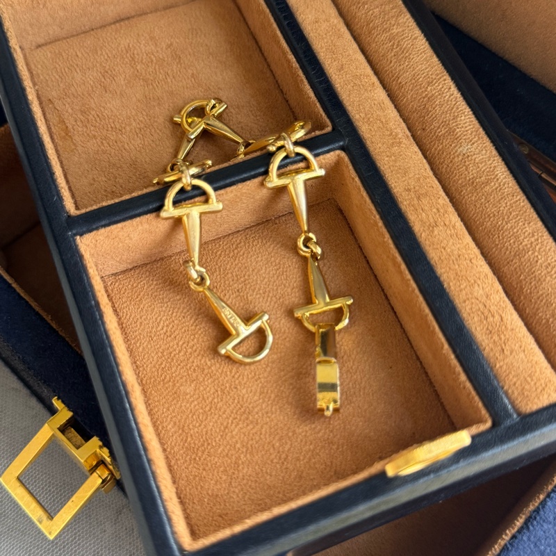 中古罕有 Celine 手鍊 鍍金屬 馬銜扣手鍊-14