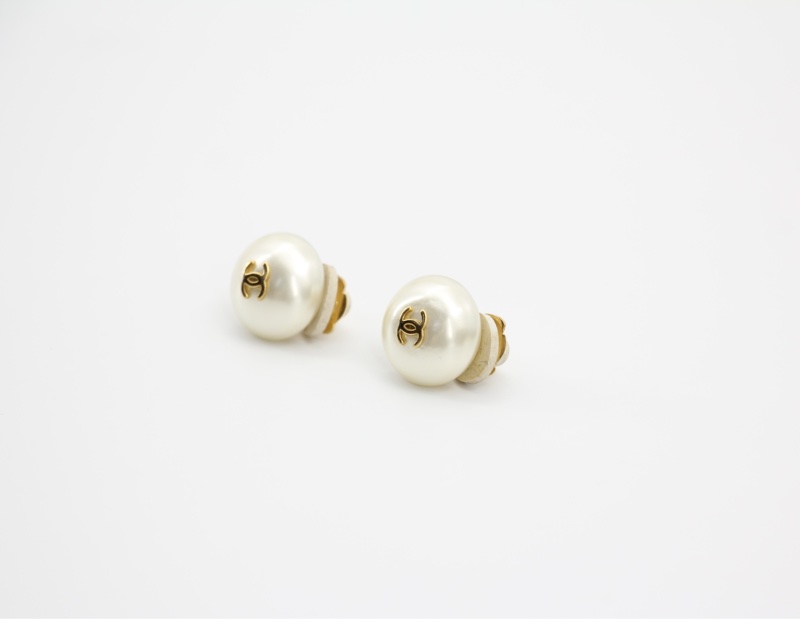Chanel Vintage 95A 仿珍珠圓粒白色耳夾-3