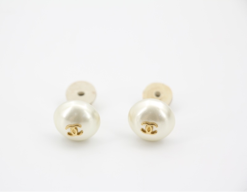 Chanel Vintage 95A 仿珍珠圓粒白色耳夾-10