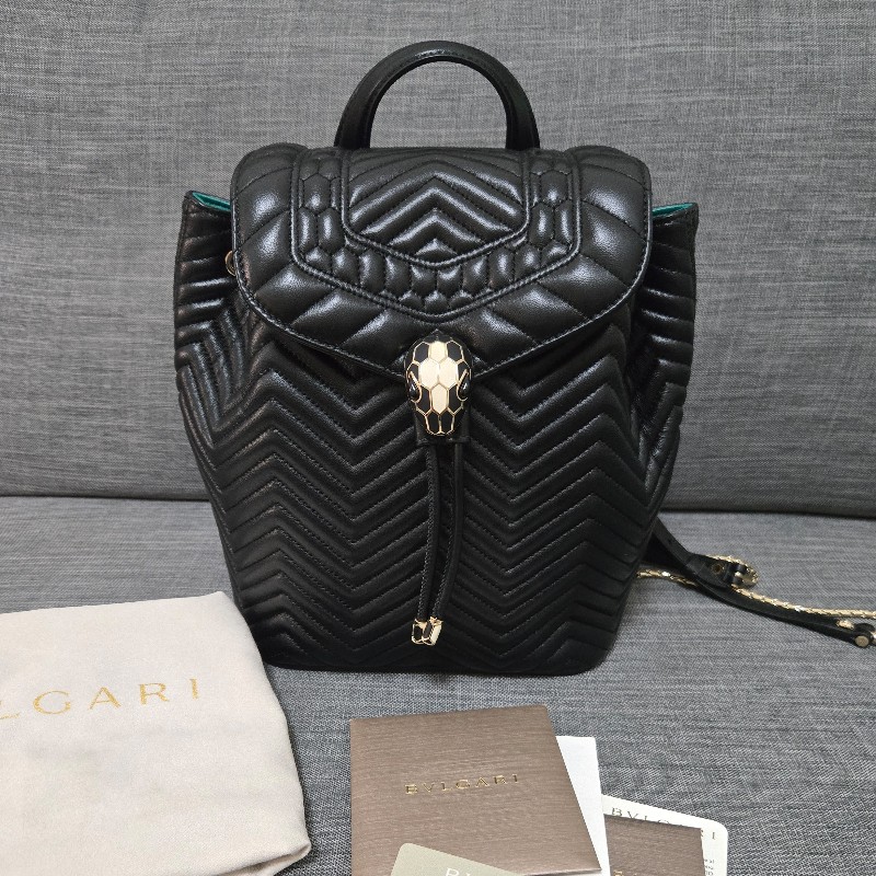 寶格麗 蛇頭後背包BVLGARI SERPENTI FOREVER肩背包 後背包 黑色-4