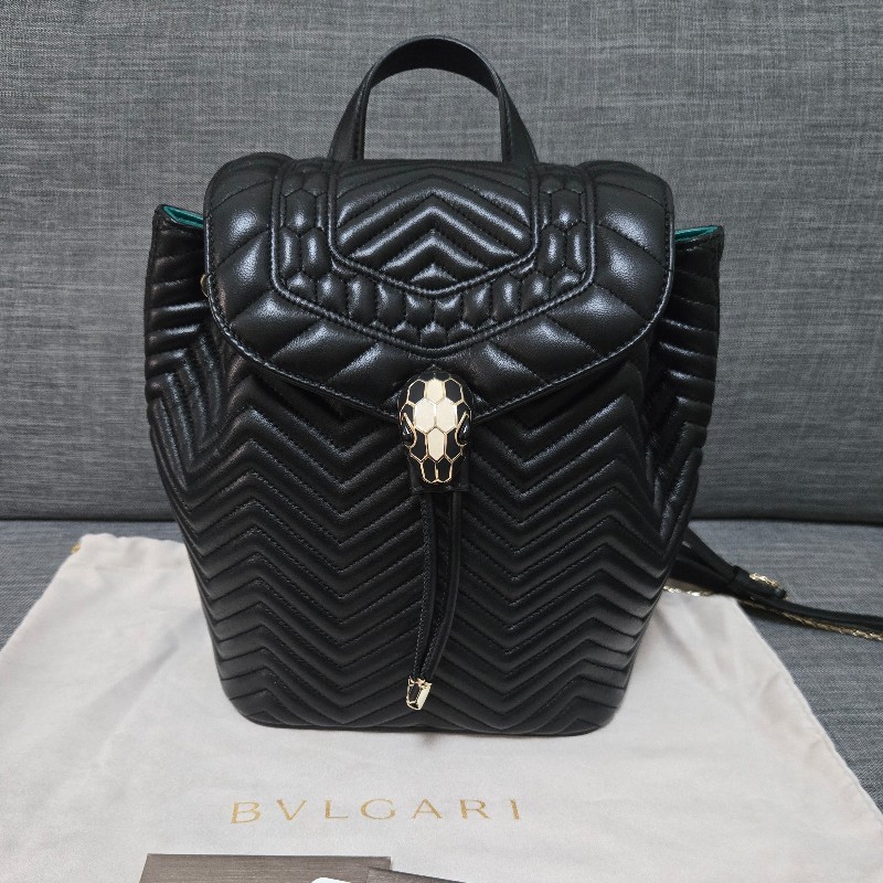 寶格麗 蛇頭後背包BVLGARI SERPENTI FOREVER肩背包 後背包 黑色-6