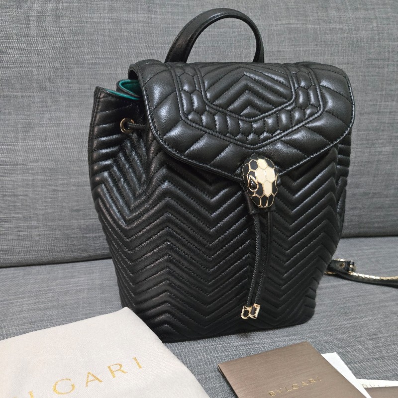 寶格麗 蛇頭後背包BVLGARI SERPENTI FOREVER肩背包 後背包 黑色-8